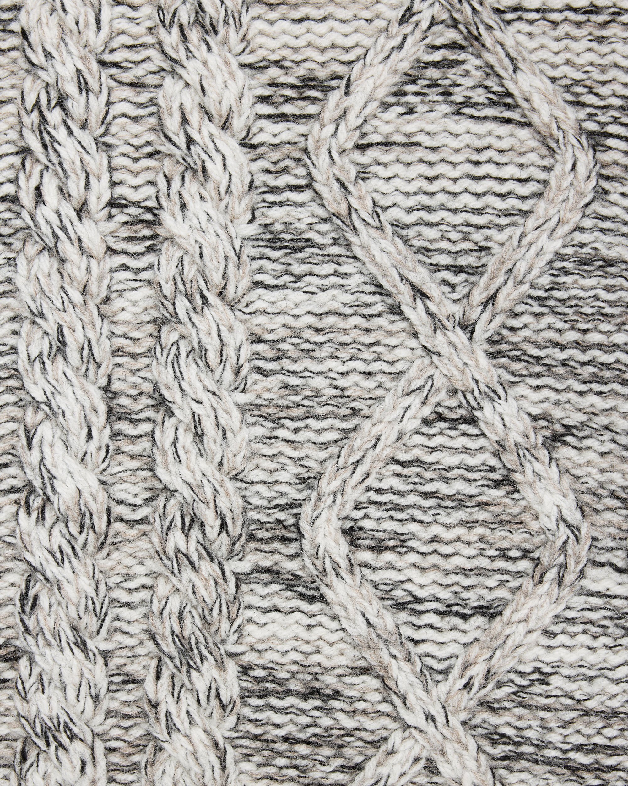 皮革细节混色绞花高领衫, Ecru & Noir, hi-res