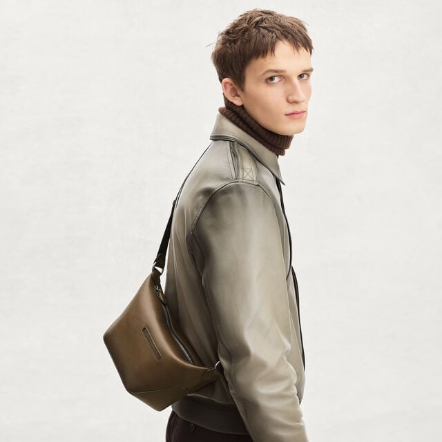 Toujours Soft Zipped Hobo XS In Leather, DARK KAKI, hi-res 2