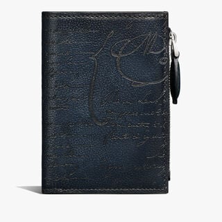 Periple Scritto Leather Compact Wallet, INDIGO DENIM, hi-res