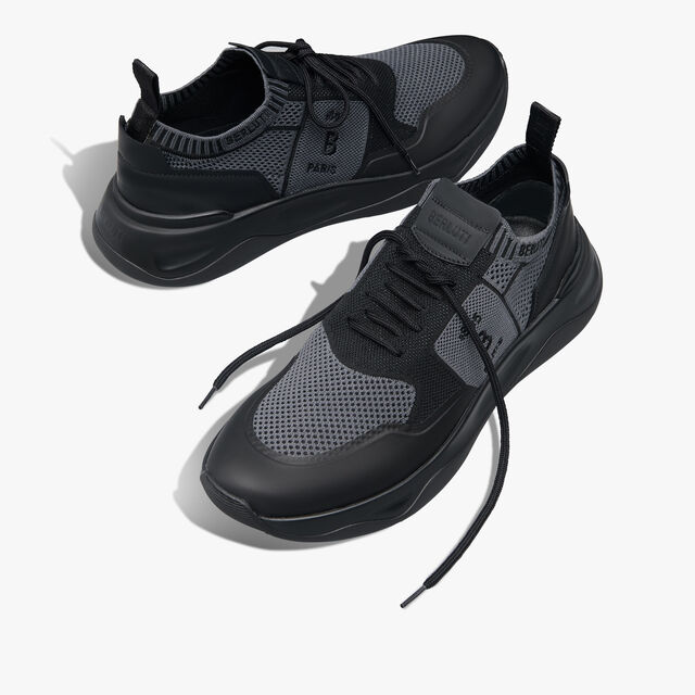 Shadow Rubber Coated Knit And Calf Leather Sneaker, GREY/BLACK, hi-res 7