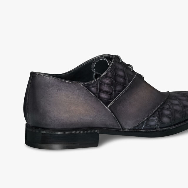 Richelieu Patchwork Démesure En Cuir d'Alligator, NERO GRIGIO, hi-res 5