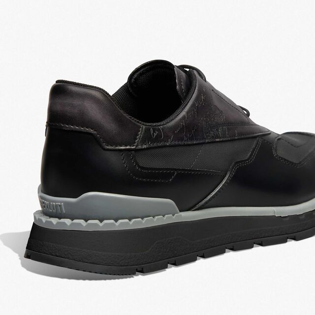 Fast Track Scritto Leather And Nylon Sneaker, NERO GRIGIO, hi-res 5