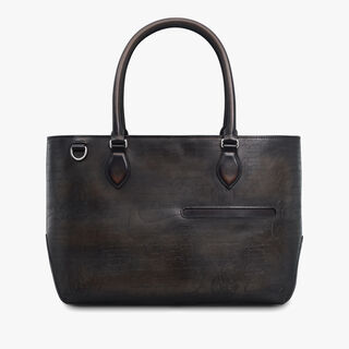 Toujours Mini Scritto Leather Tote Bag, CHARCOAL BROWN, hi-res