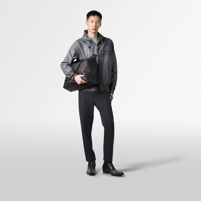 Late Hour Scritto Leather Shopper, NERO GRIGIO, hi-res 7
