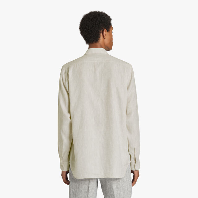 Linen Box Fit Shirt With Scritto Pocket, LINEN, hi-res 3