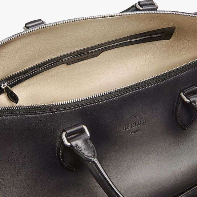 Toujours Soft Zipped Bag Scritto Leather Travel Bag, NERO GRIGIO, hi-res 8