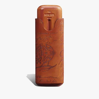 Cigar Case 2 Scritto Leather, ARANCIO VERMIGLIO, hi-res