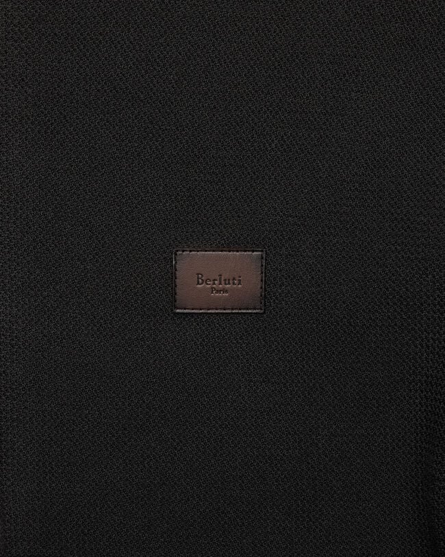 Shadow Zipped Hoodie with Leather Details, Noir, hi-res