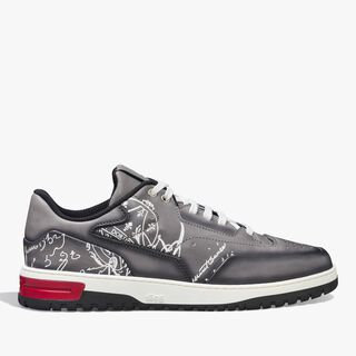 Sneaker Playoff En Cuir Scritto, IRON GREY+WHITE, hi-res