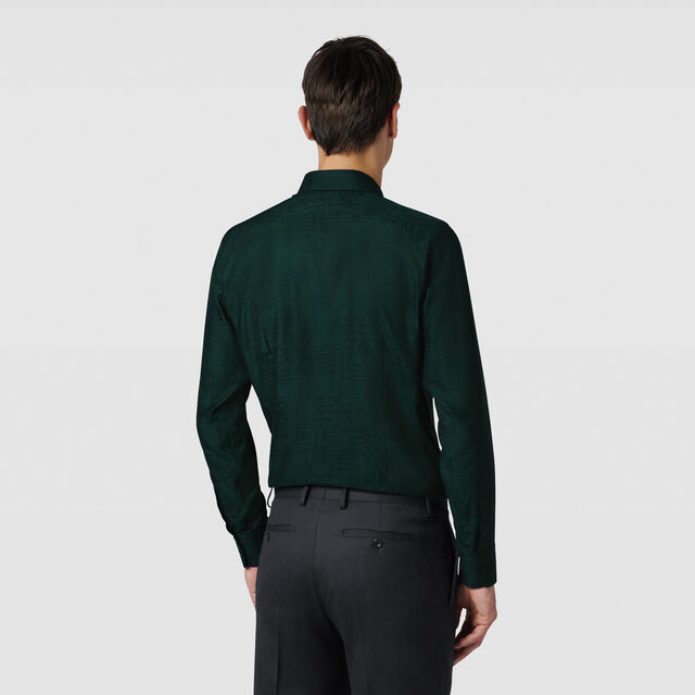 Cotton Silk Scritto Andy Shirt, FIR GREEN, hi-res 3