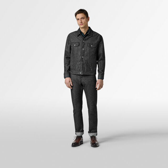 Straight Denim Pants, SPECKLED BLACK, hi-res 4