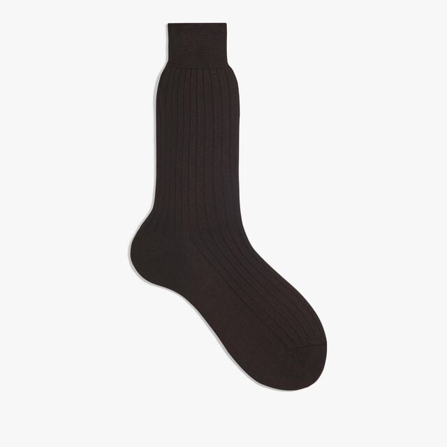 Cotton Ribbed Socks, EQUINOX BROWN, hi-res 3
