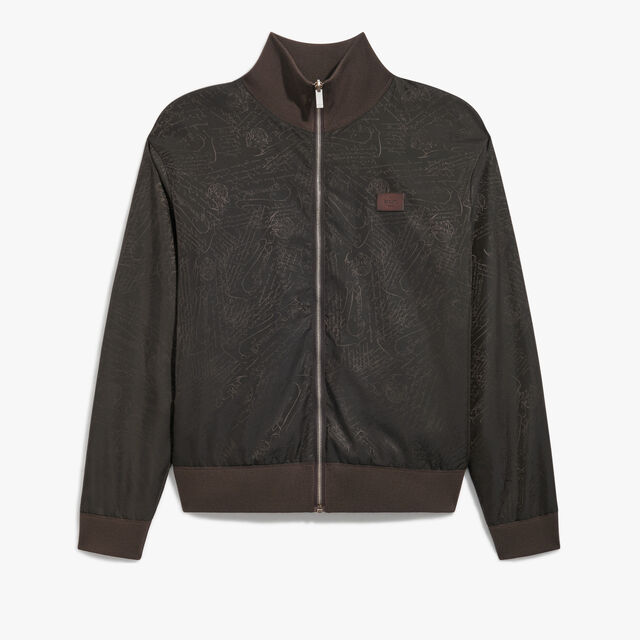 Reversible Wool & Scritto Nylon Tracksuit Blouson, EARTH BROWN, hi-res 1