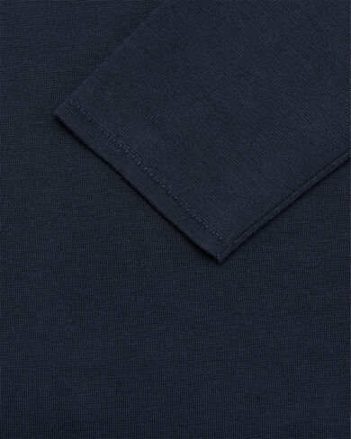 Long-Sleeves Polo with Leather Zip-Puller, Cold Night Blue, hi-res