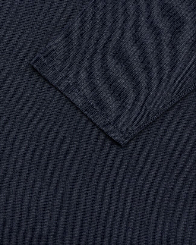 Polo &agrave; Manches Longues avec Tirette de zip en Cuir, Cold Night Blue, hi-res