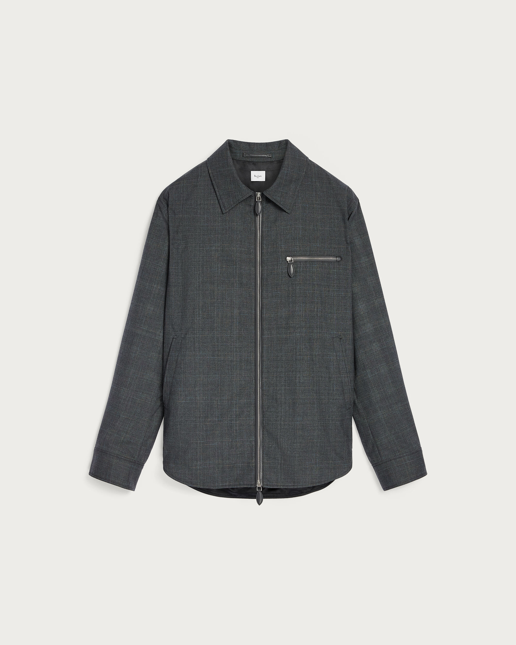 Un Jour Overshirt with Leather Zip-Pullers, Carbon Grey, hi-res
