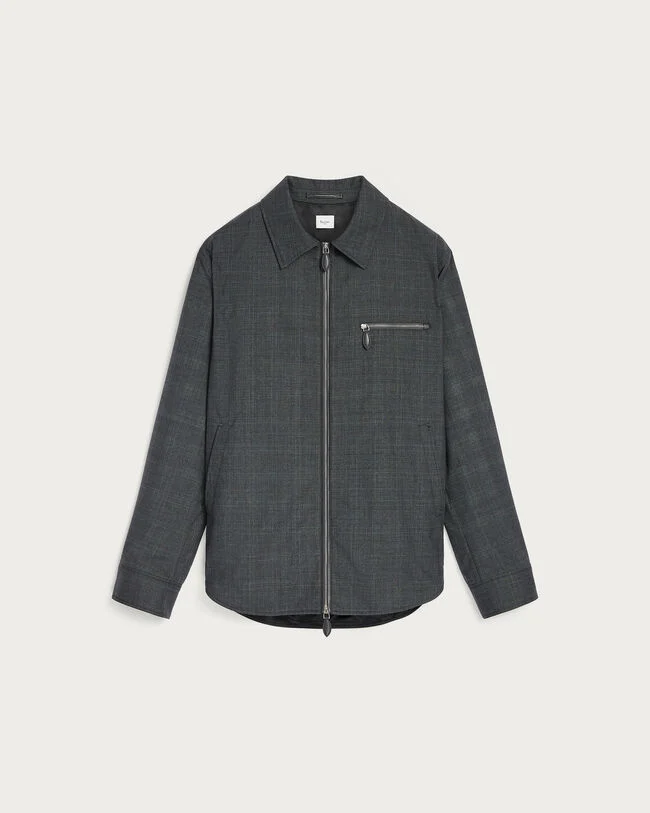 Un Jour Overshirt with Leather Zip-Pullers, Carbon Grey, hi-res