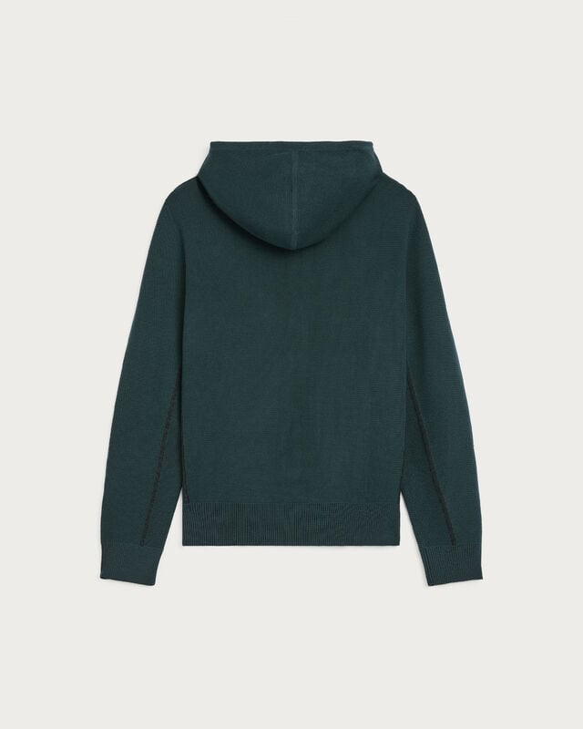 Shadow Zipped Hoodie with Leather Details, Fir Green, hi-res