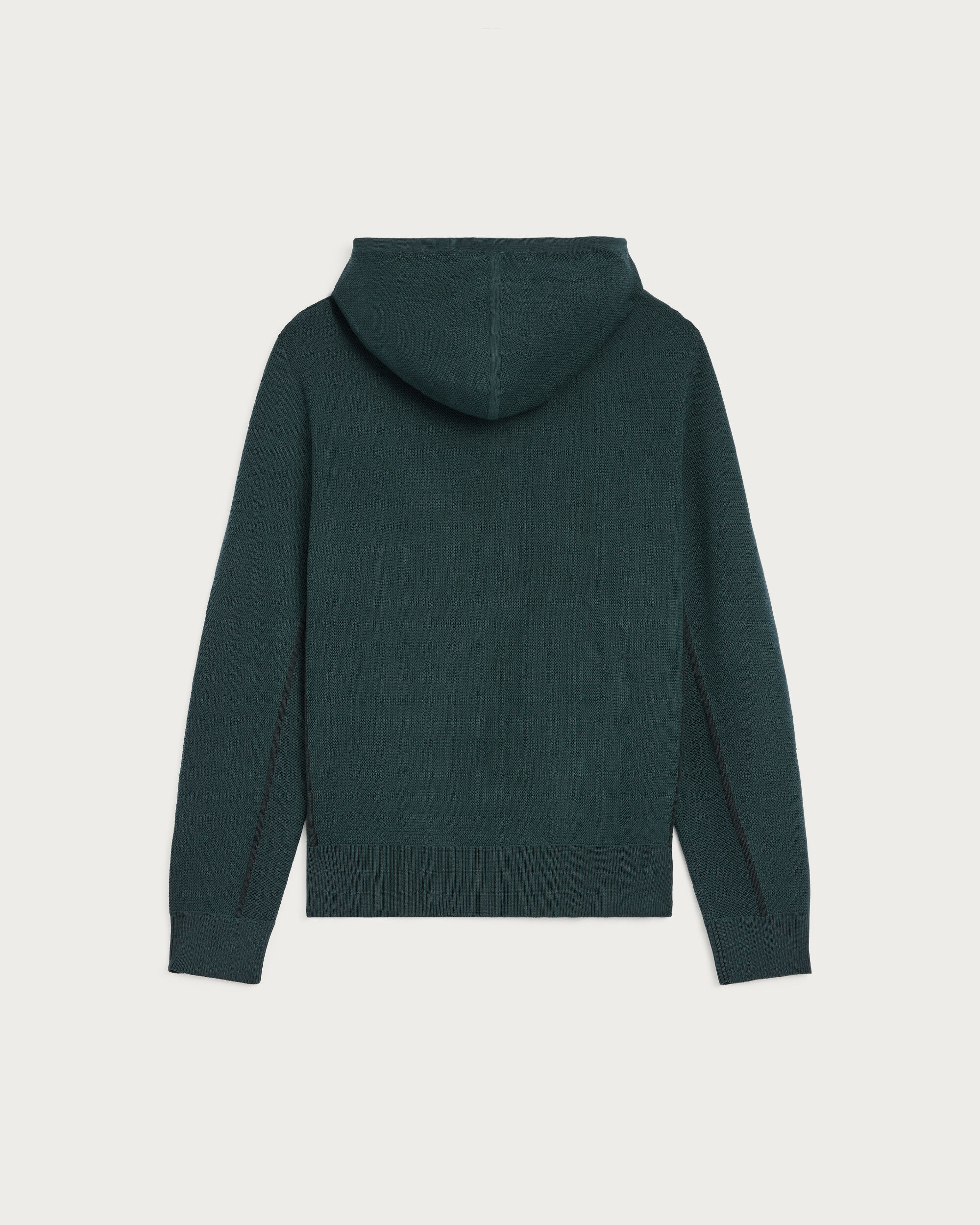 Shadow Zipped Hoodie with Leather Details, Fir Green, hi-res