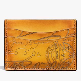 Bambou Scritto Leather Card Holder, MIMOSA, hi-res