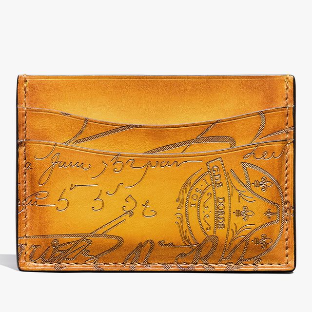 Bambou Scritto Leather Card Holder, MIMOSA, hi-res 1