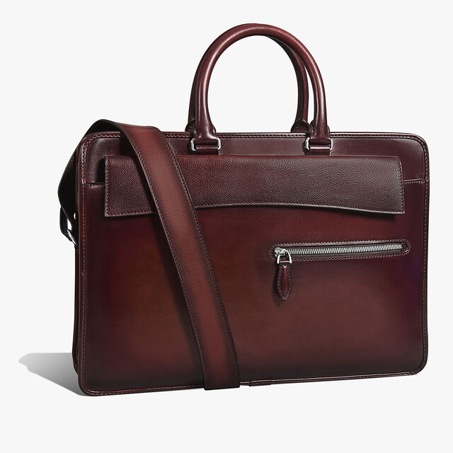 Un Jour Pocket Leather Briefcase, LEGNO BRUCIATO, hi-res 3