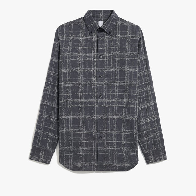 Cotton Scritto Alessandro Buttondown Shirt, INDIGO SCRITTO CHECK, hi-res 1