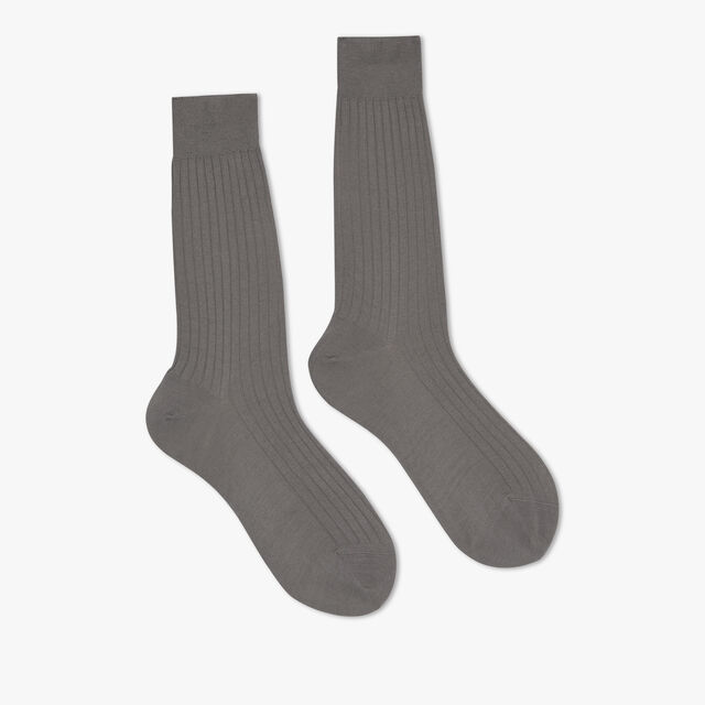 Cotton Ribbed Socks, MOON GREY, hi-res 2