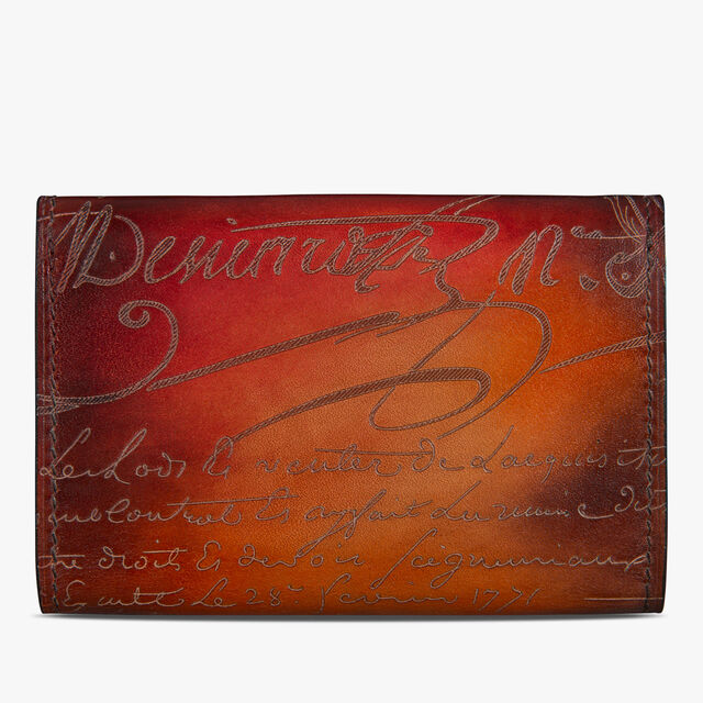 Imbuia Scritto Leather Card Holder, RED SUNSET, hi-res 2