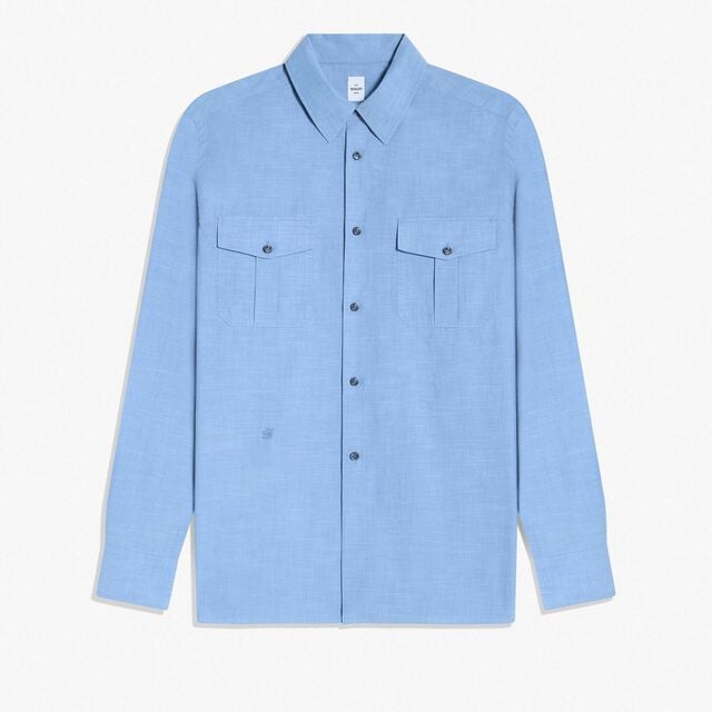 Military Linen Shirt, PASTEL CHAMBRAY, hi-res 1