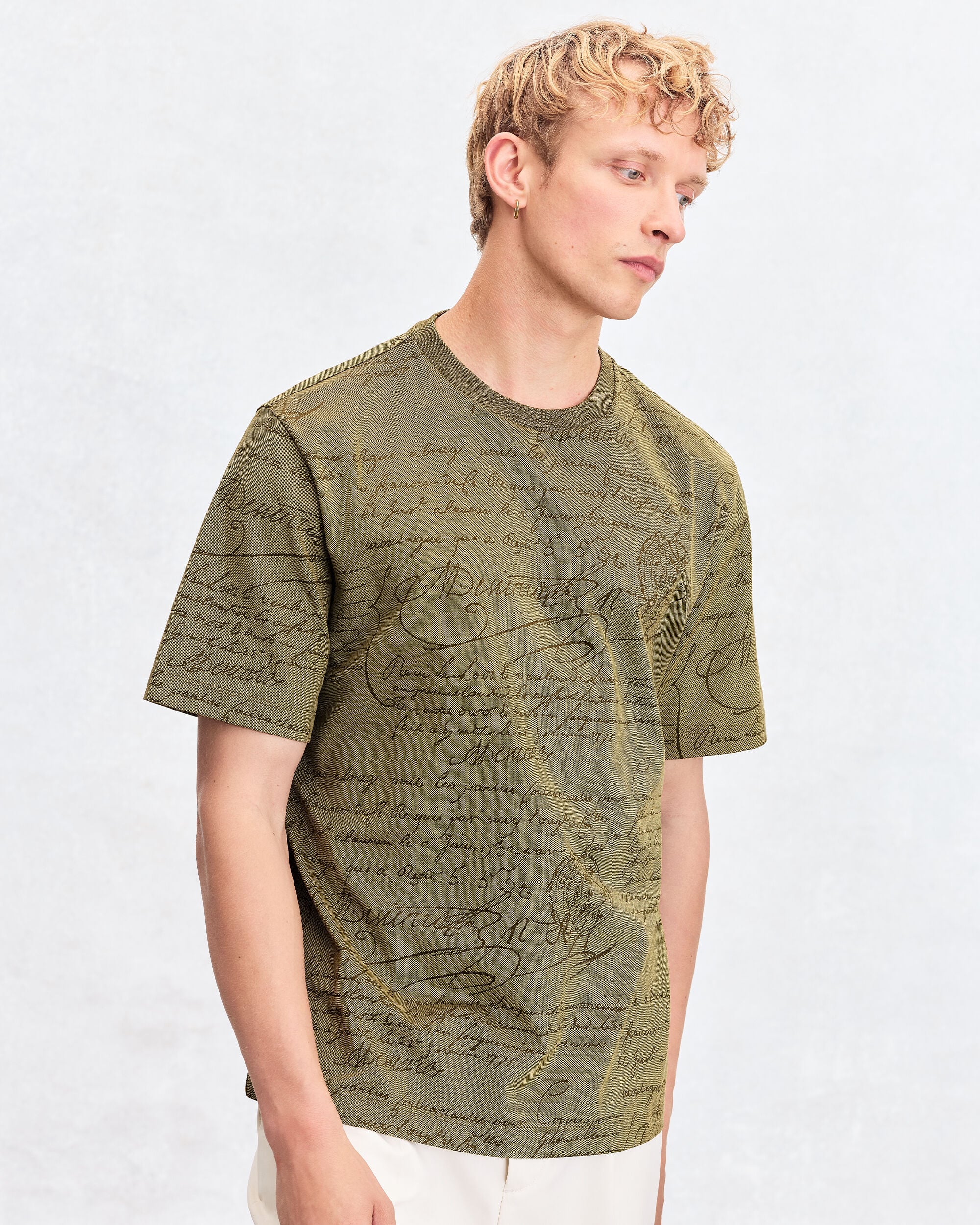 Scritto Piqu&eacute; T-shirt, Salvia, hi-res