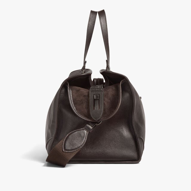 Overnight Travel Bag In Leather, DARK BROWN, hi-res 5