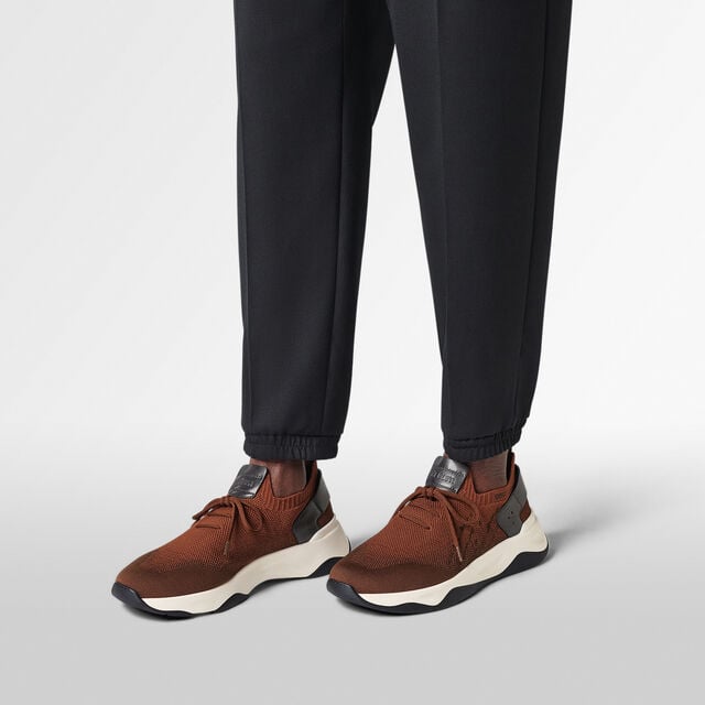 Shadow Scritto Knit And Lagoon Calf Sneaker, GRADIANT RUST, hi-res 2