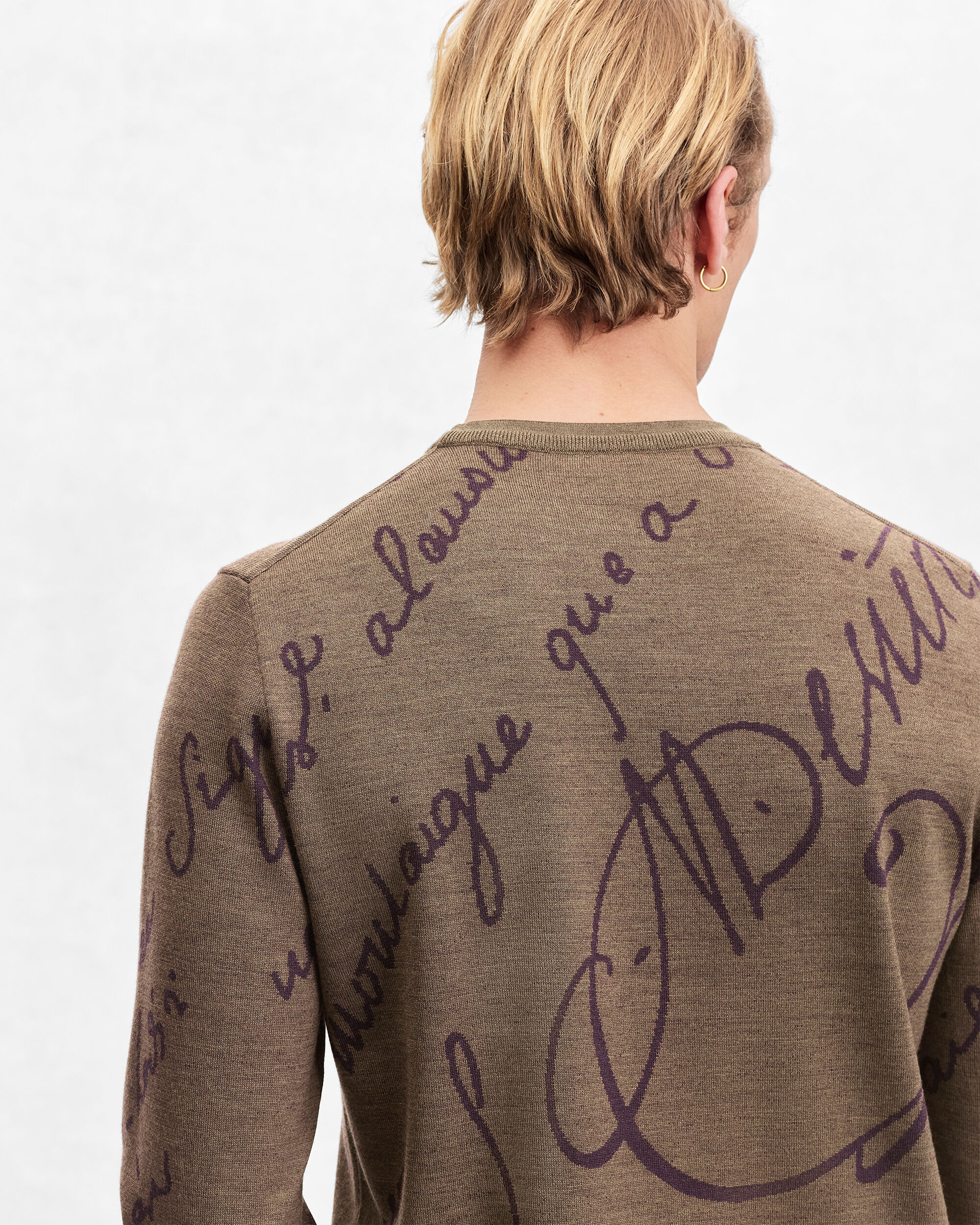 Scritto Pattern Crewneck, Bronze Melange, hi-res