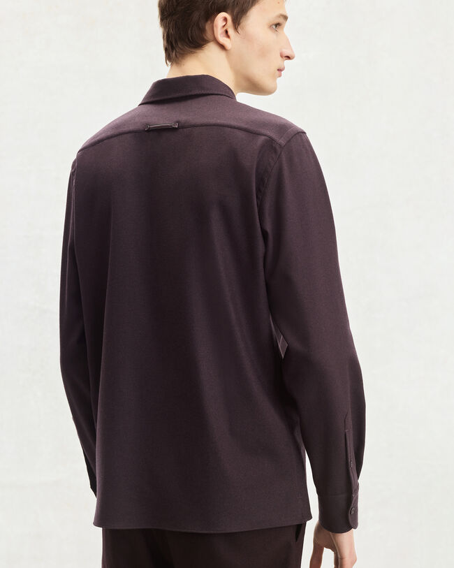 Military Shirt with Leather Detail, Nero Bordo, hi-res