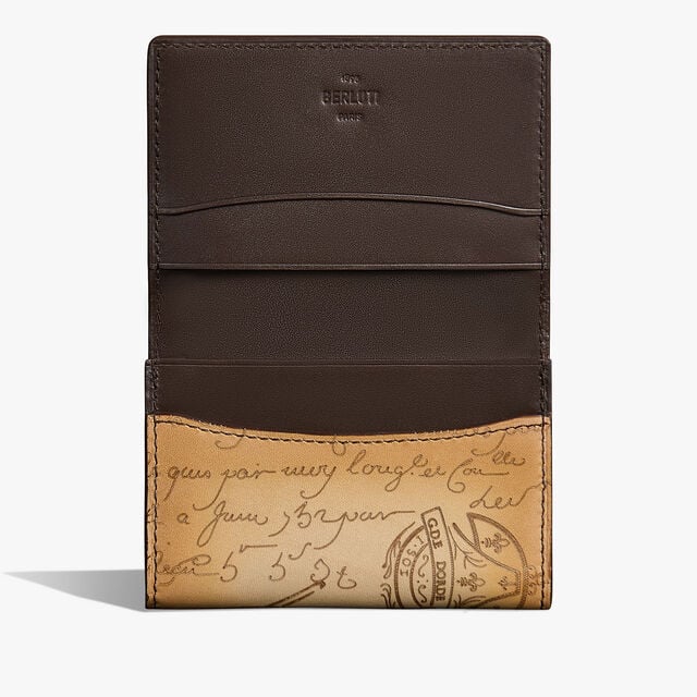 Imbuia Gradiant Scritto Leather Card Holder, MIRAGGIO, hi-res 3