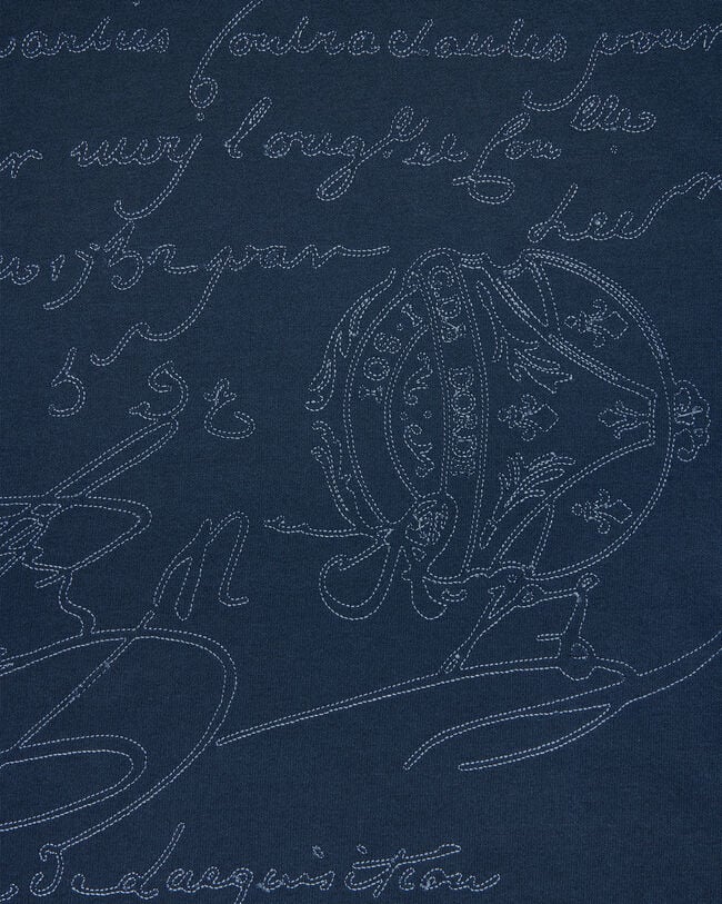 Scritto Embroidery T-shirt, Noir, hi-res