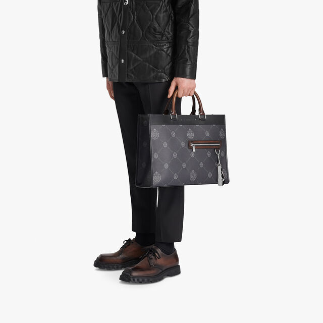 Ulysse Small Canvas And Leather Tote Bag, BLACK + TDM INTENSO, hi-res 8