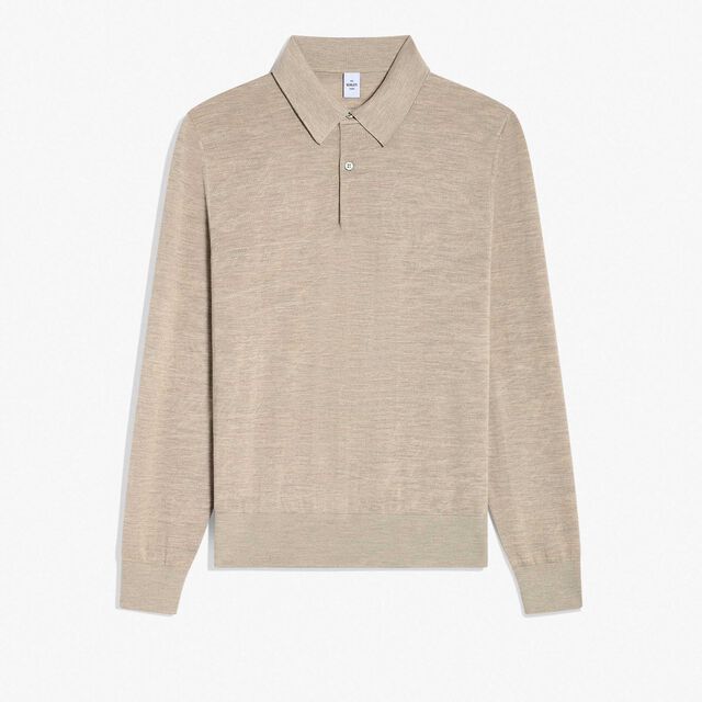 Light Scritto Wool Long Sleeves Polo