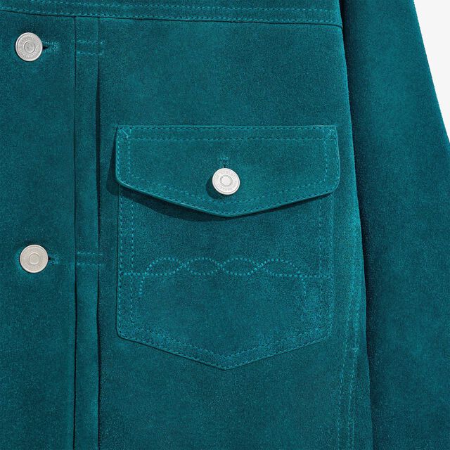 Suede Denim Jacket, DARK TEAL BLUE, hi-res 8