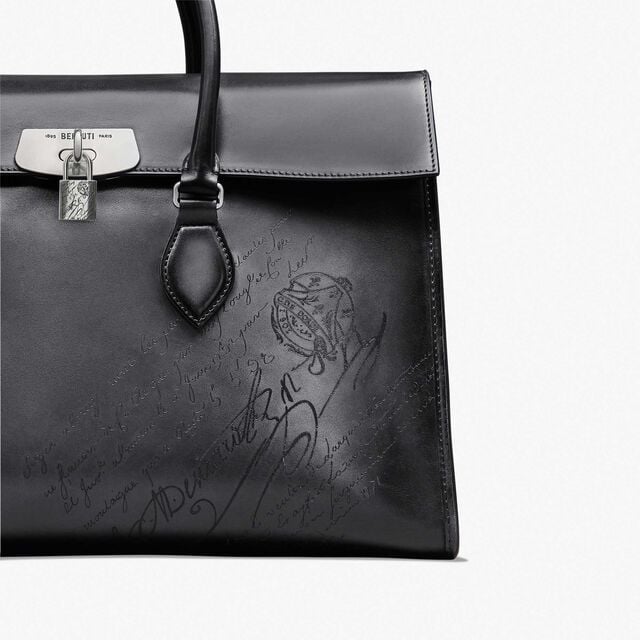 E'Mio Scritto Leather Briefcase, NERO GRIGIO, hi-res 5