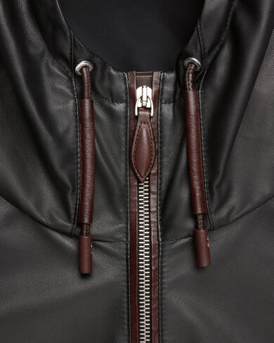 Ultralight Fly Leather Hooded Blouson, Noir, hi-res