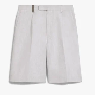 Formal Pleated Shorts, WHITE CANVAS, hi-res