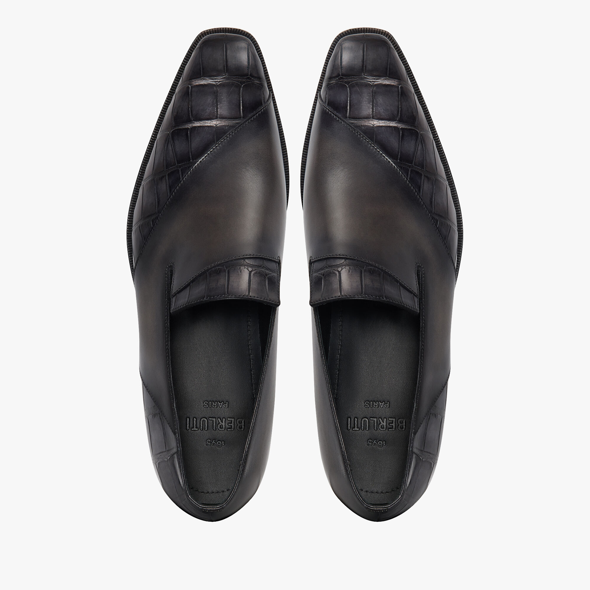 BERLUTI ベルルッティ Sifnos Alligator And Leather Sandal Patchwork Démesure Leather and Alligator Slipper | Berluti DE