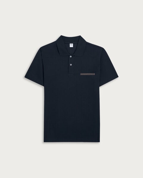 皮革细节口袋Polo衫, Marine, hi-res