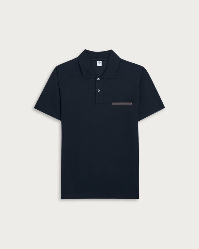 皮革细节口袋Polo衫, Marine, hi-res