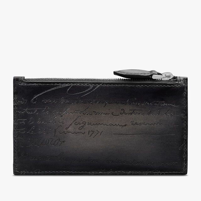 Koa Maxi Scritto Leather Long Zipped Card Holder, NERO GRIGIO, hi-res 2