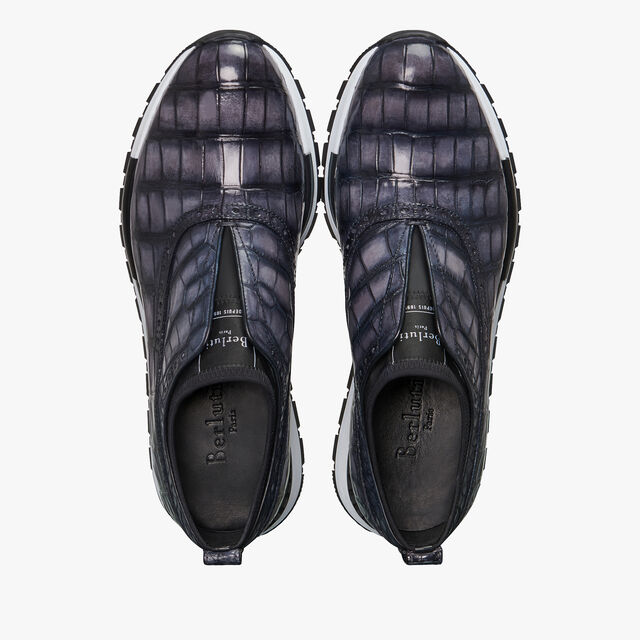 Fast Track Torino Alligator Leather & Neoprene Sneaker, ALUMINIO, hi-res 3