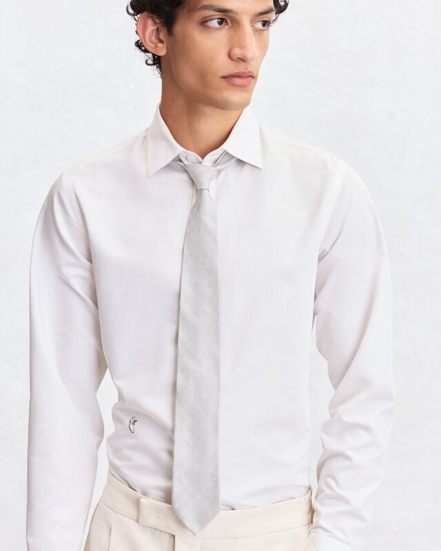 Polka Crest Tie, Silver, hi-res