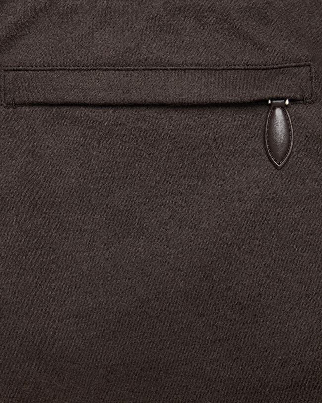 Jersey Pants with Leather Detail, Chocolate Brown, hi-res